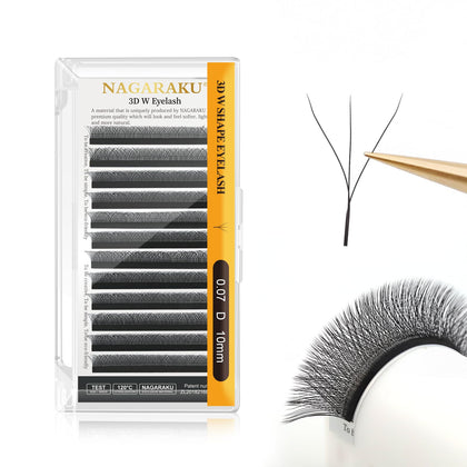 NAGARAKU W Eyelash Extension 3D Volume Premade Fan 0.07mm D curl 10mm Faux Mink Matte Black Cluster Easy Fanning yy Eye Lashes