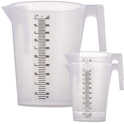 TCP Global 3 Liter (3000ml) Plastic Graduated Measuring and Mixing Pitcher (Pack of 4) - Holds 3 Quarts 0.75 Gallon - Pouring Cup, Measure & Mix Paint, Resin, Epoxy, Kitchen Cooking Baking Ingredients