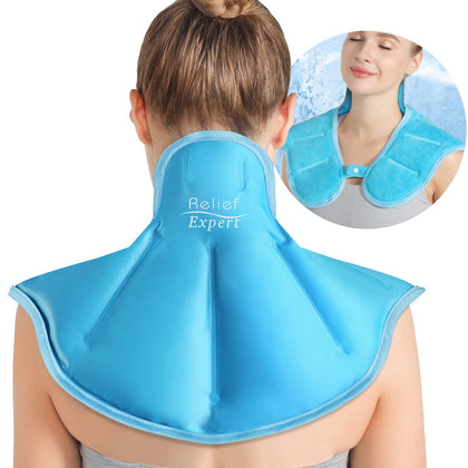 Relief Expert Ice Pack for Neck and Shoulders Reusable Neck Ice Pack Wrap with Cold Compress for Sports Injuries, Swelling, and Cervical Surgery Recovery, Neck Cold Pack for Shoulder and Upper Back