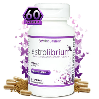 vh nutrition estrolibrium | hormone balance for women* | menopause support supplement* | black cohosh, shatavari, chaste tree berry (vitex), dong quai | 60 capsules in easy to swallow pills