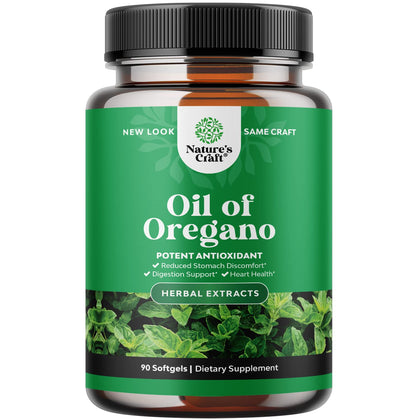 Pure Wild Oregano Oil Softgels - Oil of Oregano Softgels for Immune Support Heart Health and Upset Stomach - Soluble Fiber Antioxidant Supplement Softgels for Bone Health and Daily Energy Boost