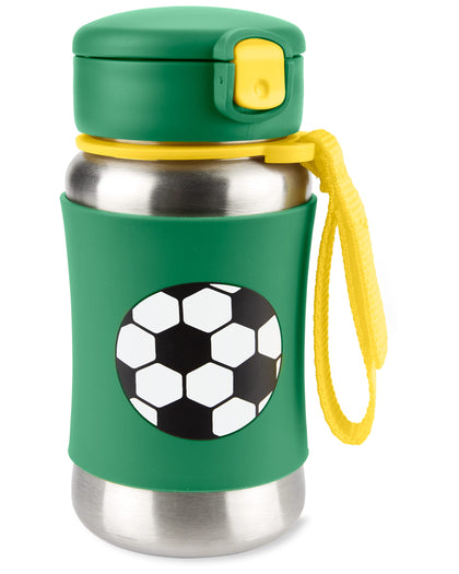 Skip Hop Toddler Sippy Cup with Straw, Sparks Stainless Steel Straw Bottle, Soccer