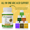 Lifetones Uric Acid Support - Herbal Joint Cleanse for Men and Women - Natural Remedy, Flexibility Boost - Non-GMO, Gluten-Free - 60 Vegan Vitamins