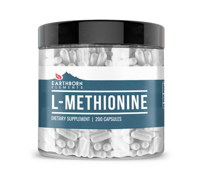 Earthborn Elements L-Methionine 200 Capsules, Pure & Undiluted, No Additives