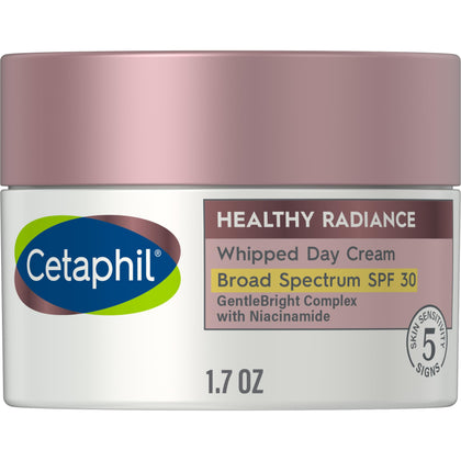 Cetaphil Face Day Cream, Healthy Radiance Whipped Day Cream w/SPF 30, Visibly Reduces Look of Dark Spots, Brightening Lotion, Designed for Sensitive Skin, Hypoallergenic, Fragrance Free, 1.7oz