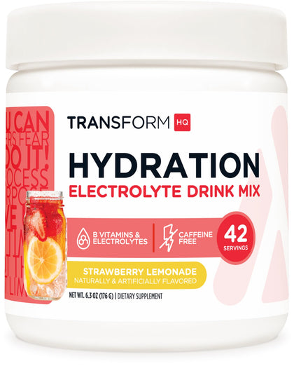 TransformHQ Hydration 42 Servings (Strawberry Lemonade) - Electrolytes, Vitamins