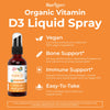 Vitamin D USDA Organic | Vitamin D3 Liquid | Sugar Free | Liquid Vitamin D Spray Immune Support for Adults & Kids | Bone Health | VIT D3 | Vegan | Gluten Free | Non-GMO | 30 Servings