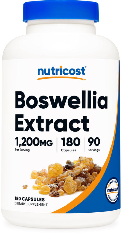 Nutricost Boswellia Extract 65% Boswellic Acid Capsules (1,200 MG) (180 CAPS) - Gluten Free, Non-GMO, Vegetarian