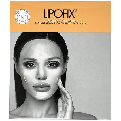 LIPOFIX Anti Aging Lifting Hydrating Facial Bio Cellulose Face Mask Sheet For Fine Line Reducing And Skin Radiance. Made in Korea (6 MASKS)