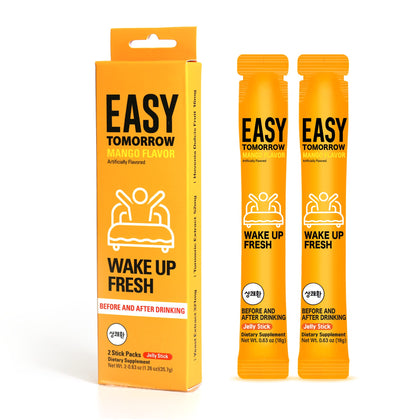 Q.one Easy Tomorrow Jelly Stick for Better Morning Rescue from Night Out, Party & Increasing Energy for Extra Endurance While Work-Out, Exercise, Work, Mango Flavor (2 Sticks)