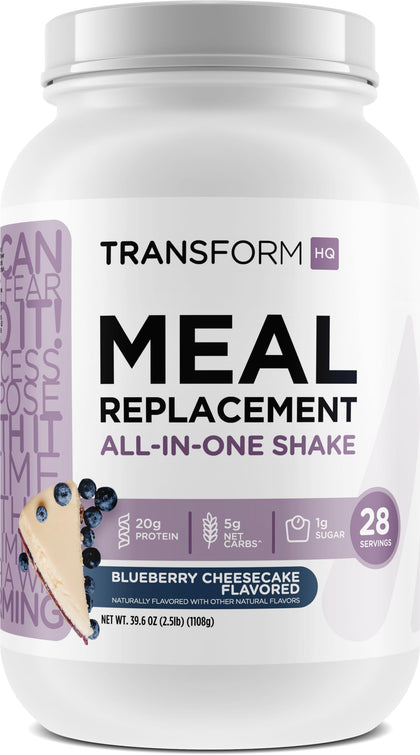 TransformHQ Meal Replacement Shake Powder 28 Servings (Blueberry Cheesecake) - Gluten Free, Non-GMO