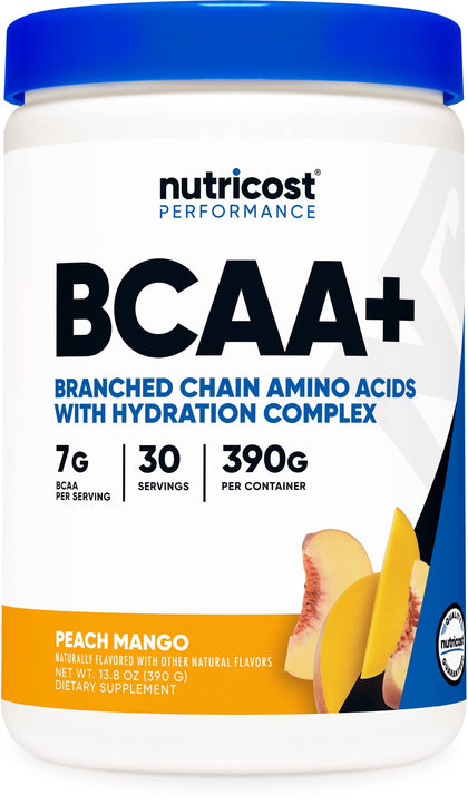 Nutricost BCAA + Hydration Powder (Peach Mango, 30 Servings) - Gluten Free, Non-GMO, Vegetarian