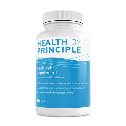 HEALTH BY PRINCIPLE Electrolyte Supplement - Muscle Cramp Prevention, Rapid Rehydration -100 Easy to Swallow Veggie Capsules