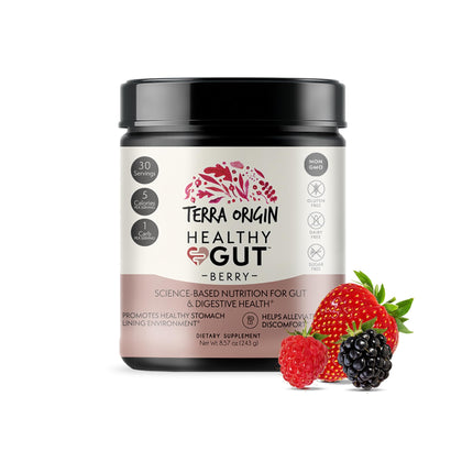 TERRA ORIGIN Healthy Gut Powder (Berry Flavor) |30-Servings with L-Glutamine, Zinc, Glucosamine, Slippery Elm Bark, Marshmallow Root and More!