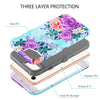 guagua iphone 7 case iphone 8 case peonies floral girls women hybrid three layer hard pc cover soft bumper heavy duty shockproof protective durable phone case for iphone 7/8(4.7 inch) mint green