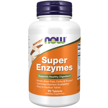 NOW Supplements, Super Enzymes, Formulated with Bromelain, Ox Bile, Pancreatin and Papain, Super Enzymes, 90 Tablets