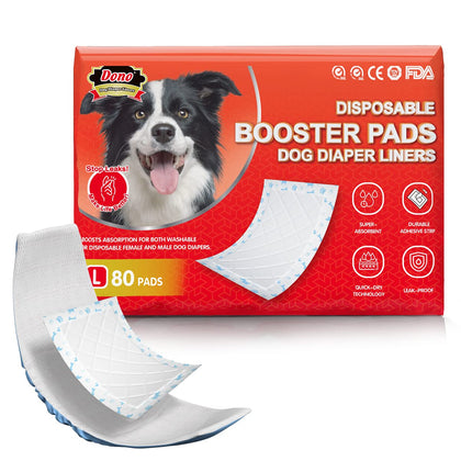 Dono Dog Diaper Liners, Super-Absorbent Dog Booster Pads 80ct Disposable Doggie Diapers Inserts Fit Washable Dog Diapers Female, Male Dog Belly Bands, Belly Wraps, L