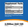 Nutricost MSM Tablets (Methylsulfonylmethane) 2000mg Per Serving, 120 Servings, 240 Tablets - Non-GMO and Gluten Free