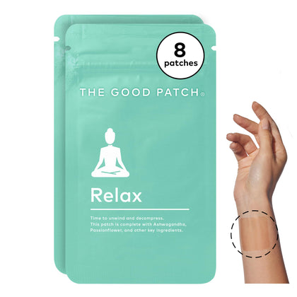 The Good Patch Relax Patches, to Unwind and Decompress, Natural Patch with Ashwagandha, Ginger Root, Plant Powered Wearable Wellness, Sustained Release (8 Total Patches)