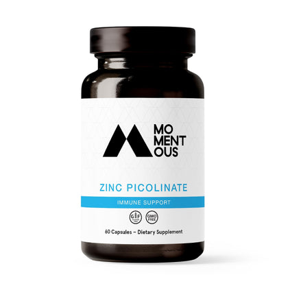 Momentous Zinc Picolinate - Immunity & Hormone Support - Bioavailable Zinc Supplement- Promotes Joint Health & Lean Muscle Mass (60 Servings)