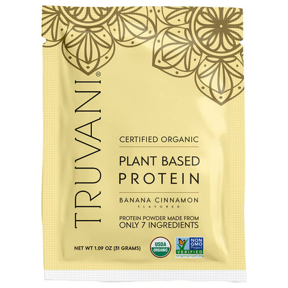 Truvani Vegan Protein Powder | Banana Cinnamon | 20g Organic Plant Based Protein | 1 Serving | Pea Protein for Women and Men | Keto | Gluten & Dairy Free | Low Carb | No Added Sugar