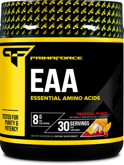 Primaforce EAA Powder (30 Servings, Tropical Punch) - Essential Amino Acids for Pre/Intra Workout and Recovery - Non-GMO and Gluten Free