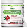 Zazzee D-Mannose Powder Plus, 2000 mg, 67 Servings, Potent & Fast-Acting, Plus 5 Billion CFU Probiotics and Pure Cranberry Juice Extract, Free Scoop, 6.5 Oz, Vegan, Gluten-Free, Non-GMO, All-Natural