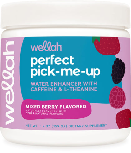 Wellah Perfect Pick-Me-Up (Mixed Berry) 30 Servings - Energy Boost Drink Mix