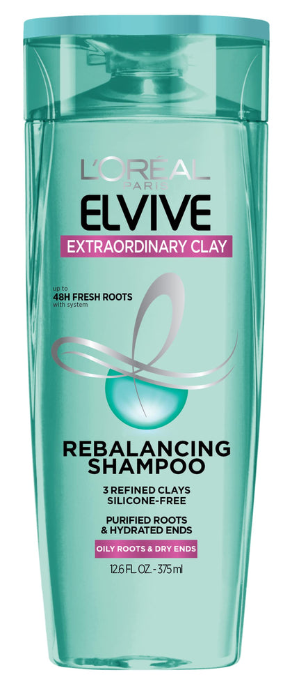 L'Oreal Paris Elvive Extraordinary Clay Rebalancing Shampoo, 12.6 fl; oz; (Packaging May Vary)