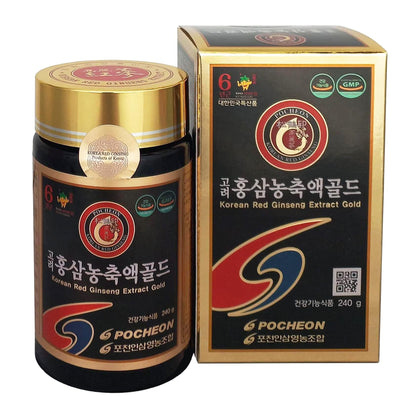 Pocheon 240g(8.5oz), 100% Pure Korean 6years Root Panax Red Ginseng Extract Gold, TOP Ginsenoside, Saponin, Ginseng Herbal Supplement, Natural Immune Support