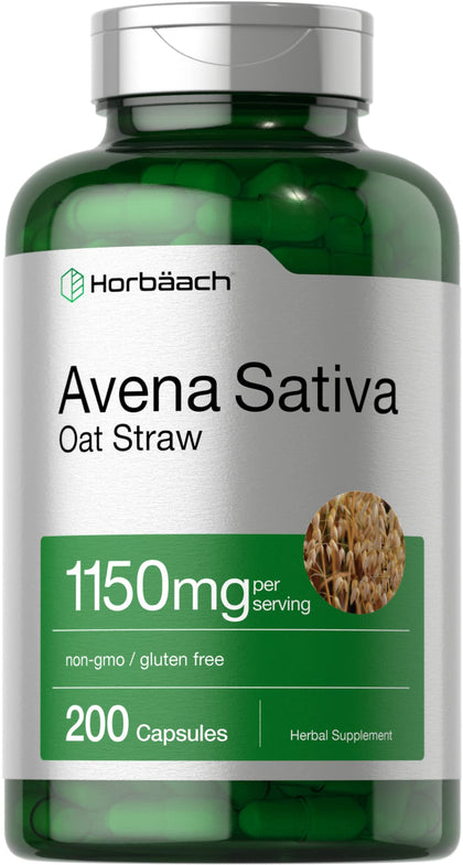 Horbäach Avena Sativa Extract 1150 mg | 200 Capsules | Oat Straw Extract | Non-GMO, Gluten Free