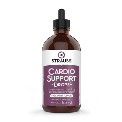 Strauss Naturals Cardio Support Drops, Natural Herbal Supplement to Support a Healthy Cardiovascular System, Non-GMO, Vegan, Gluten-Free, Soy Free, 7.6 fl oz (225ml)