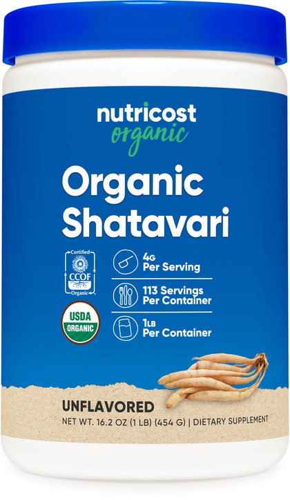 Nutricost Organic Shatavari Powder 1 LB - Certified USDA Organic, Non-GMO, Gluten Free, and Vegetarian Friendly