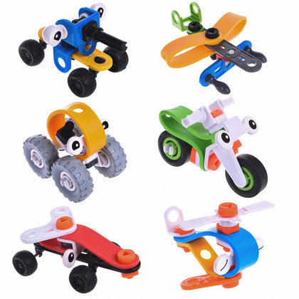 FUN LITTLE TOYS 109 Pieces Building Vehicles Toy for Kids