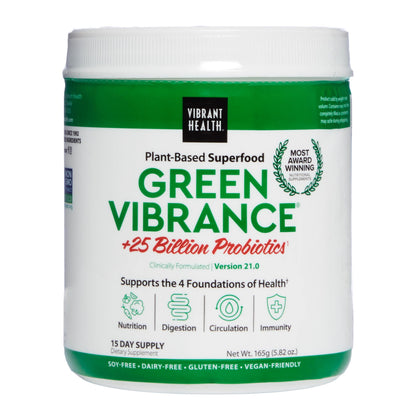 Vibrant Health, Green Vibrance, Vegan Superfood Powder, 15 Servings