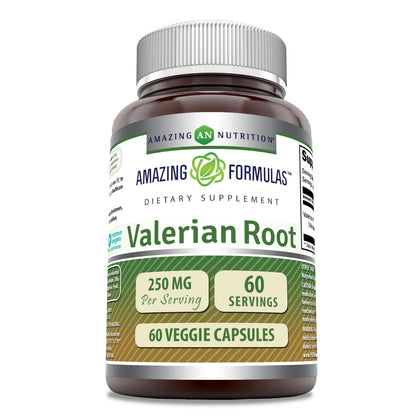 Amazing Formulas Valerian Root 4:1 Extract Supplement | 250 Mg | 1000 Mg Equivalent | 60 Veggie Capsules | Non-GMO | Gluten Free | Made in USA