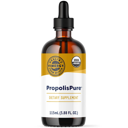 Vimergy PropolisPure ® - USDA Organic Propolis Liquid Extract - Immune Support Supplement - Natural Oral & Heart Health Support - Propolis Tincture from Honeybees - Gluten-Free & Paleo (115 ml)