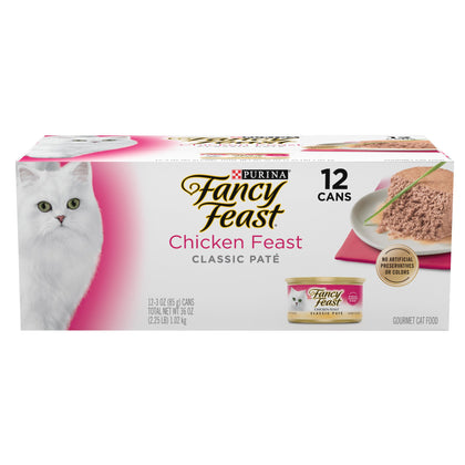 Fancy Feast Chicken Feast Classic Pate Collection Grain Free Wet Cat Food Multi-Pack - (2 Packs of 12) 3 oz. Cans