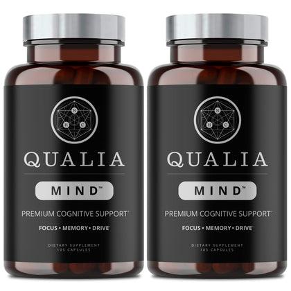 Qualia Mind Nootropic | Premium Brain Booster Supplement for Memory, Focus, Clarity and Concentration Support with Bacopa monnieri, Ginkgo biloba, DHA, Alpha GPC, B12 & More (105 count 2-Pack)