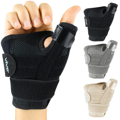 Vive Thumb & Wrist Brace for Right or Left Hand - Spica Splint Brace for Carpal Tunnel, Tendonitis, & Arthritis in Hands or Fingers - Compression Support for Women Men - Stabilizer Relief for Bowling