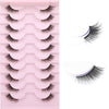 FANXITON Lashes Fluffy Natural False Eyelashes 10mm Short Wispy Cat-Eye Lashes 3D Soft Faux Mink Lashes Sets 10 Pairs Pack