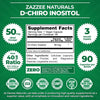 Zazzee D-Chiro-Inositol, 50 mg per Capsule, 90 Vegan Capsules, Ideal Dosage for 40:1 Ratio with Myo-Inositol, 3 Month Supply, 100% Vegetarian, Non-GMO