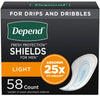 Depend Incontinence/Bladder Control Shields, Incontinence Pads for Men, Light Absorbency, 58 Count (Packaging May Vary)