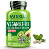 NATURELO Vegan K2+D3 - Plant Based D3 from Lichen - Natural D3 Supplement for Immune System, Bone Support, Joint Health - Whole Food - Vegan - Non-GMO - Gluten Free,Capsule (60 Count (Pack of 1))