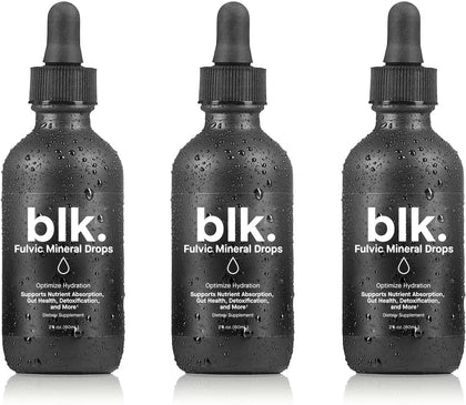 blk. PH 8+ Natural Mineral Alkaline Water Drops Electrolyte Infused with Fulvic and Amino Acids, Zero Sugar, 2oz., 3-Pack