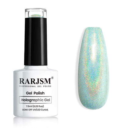 RARJSM Nail Gel Polish Holographic Green Nail Gel Polish Spring Summer Colors Nail Art Nail Polish Nail Lamp Soak Off 7.5ML DIY Nail Art