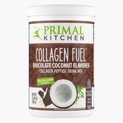 Primal Kitchen Chocolate Collagen Fuel Drink Mix, Chocolate Coconut Collagen Peptides, No Sugar or Dairy, 13.1 Ounces