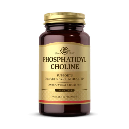 Solgar Phosphatidylcholine, 100 Softgels - Promote Healthy Cognitive Function - Derived From Lecithin - Contains Choline for Neurotransmitter Acetylcholine - Gluten Free, Dairy Free - 50 Servings