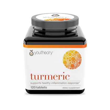 Youtheory Turmeric Curcumin Supplement with Black Pepper BioPerine, Powerful Antioxidant Properties for Joint & Healthy Inflammation Support, 120 Tablets