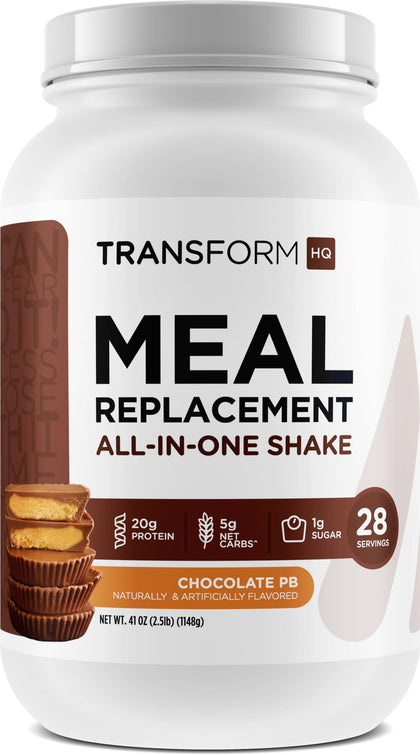 TransformHQ Meal Replacement Shake Powder 28 Servings (Chocolate Peanut Butter) - Gluten Free, Non-GMO